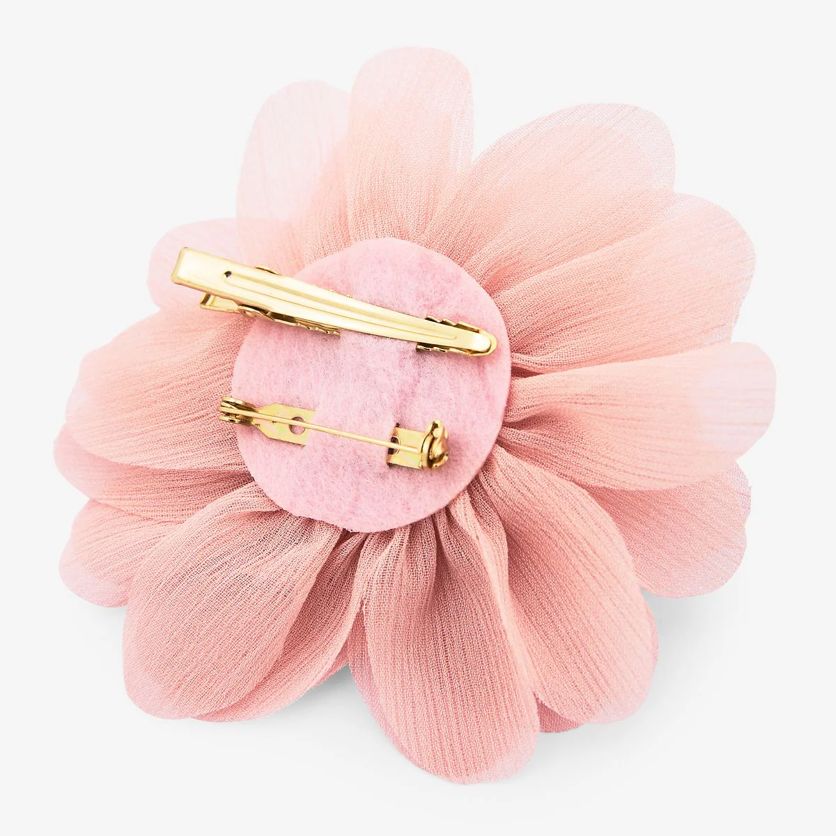 Broche fleur rose en tissu et lurex - Image 2