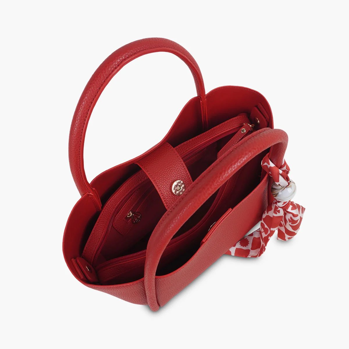 Cabas rouge avec foulard - Image 5