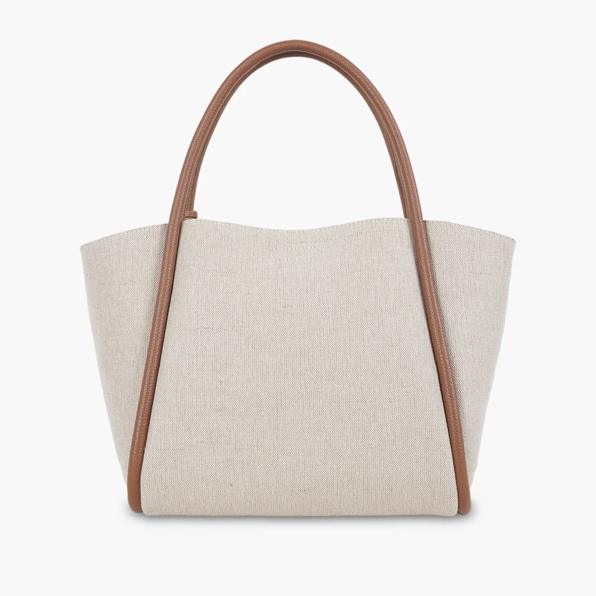Cabas textile beige et camel - Image 3