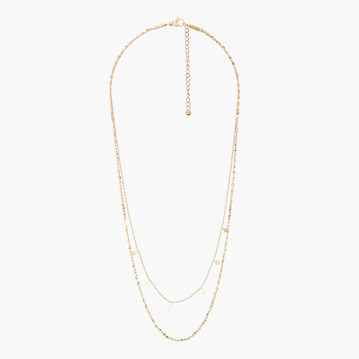 Collier 2 rangs chaines fines Acier Inoxydable doré - Image 2