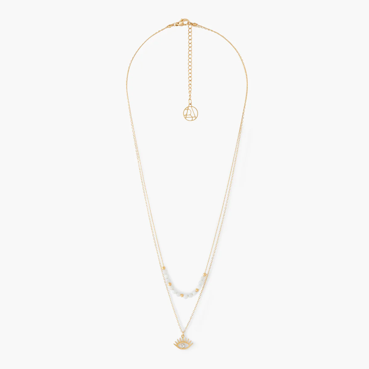 Collier 2 rangs pendentif oeil acier inoxydable - Image 2
