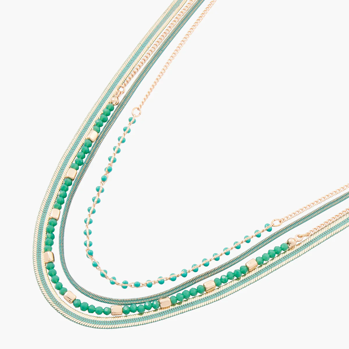 Collier 5 rangs chaines fantaisie - Image 3