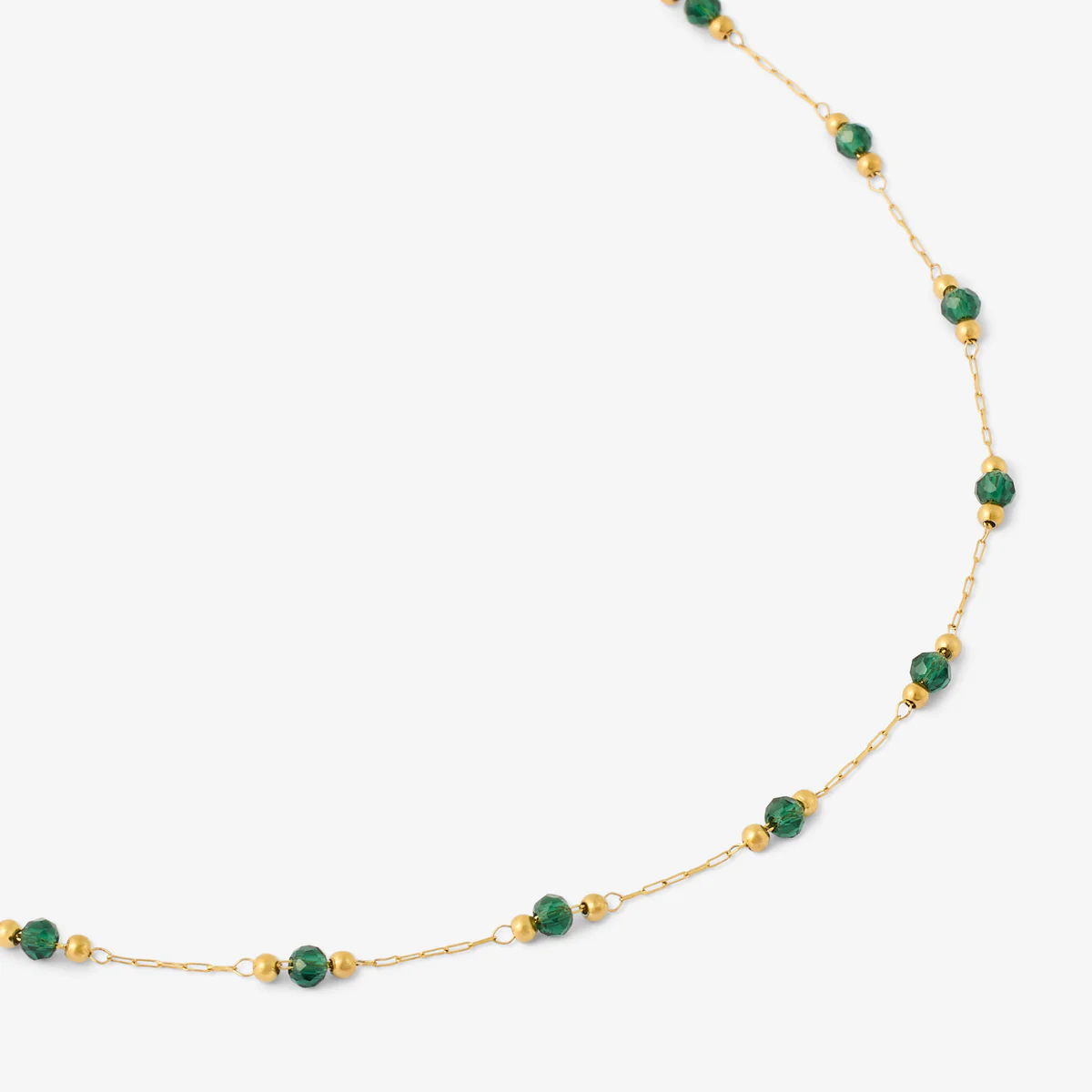 Collier acier inoxydable et perles vertes à facettes - Image 2