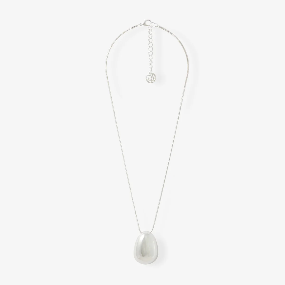 Collier chaine pendentif galet argenté - Image 2