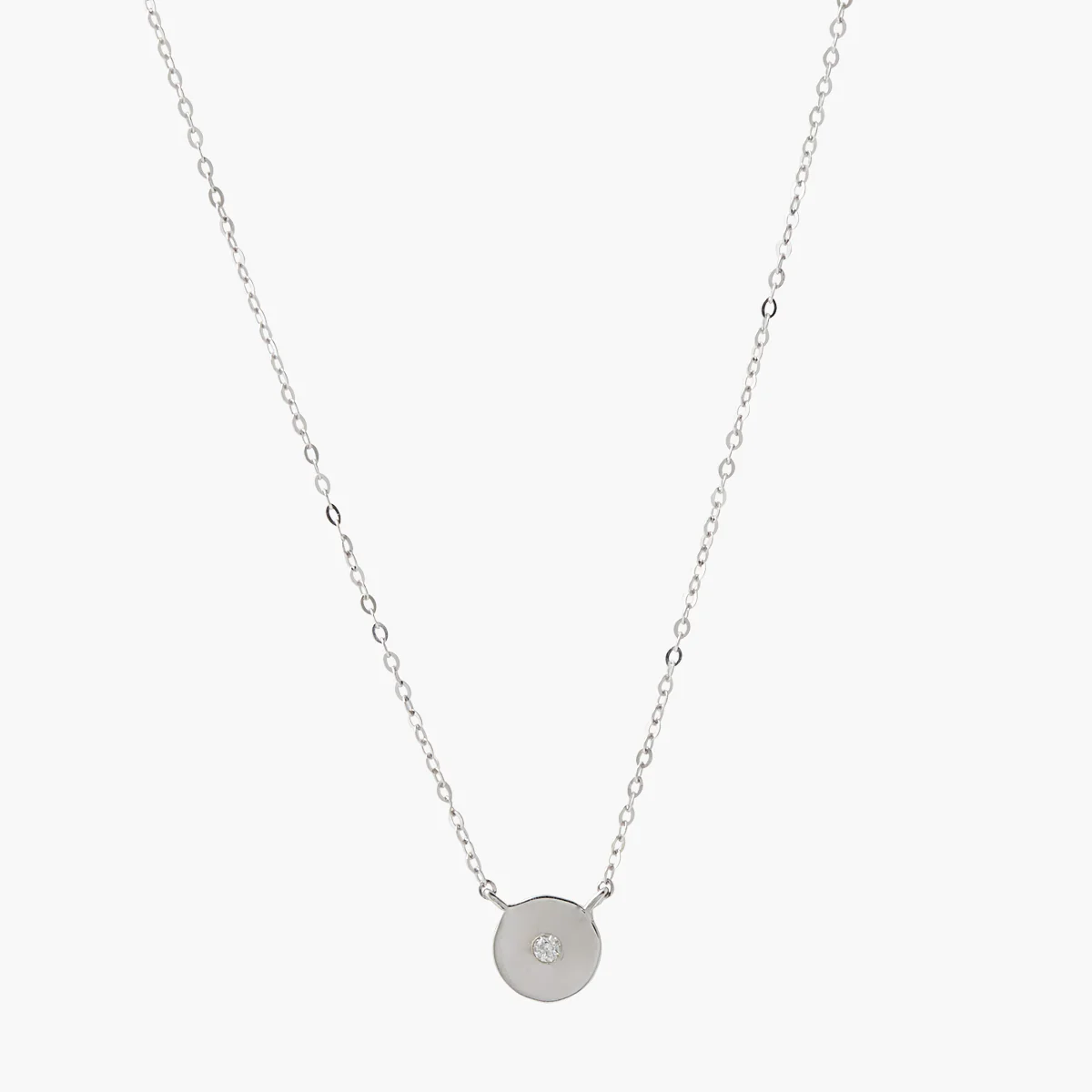 Collier fin argent 925 à médaillon serti d'un diamant 8 mm