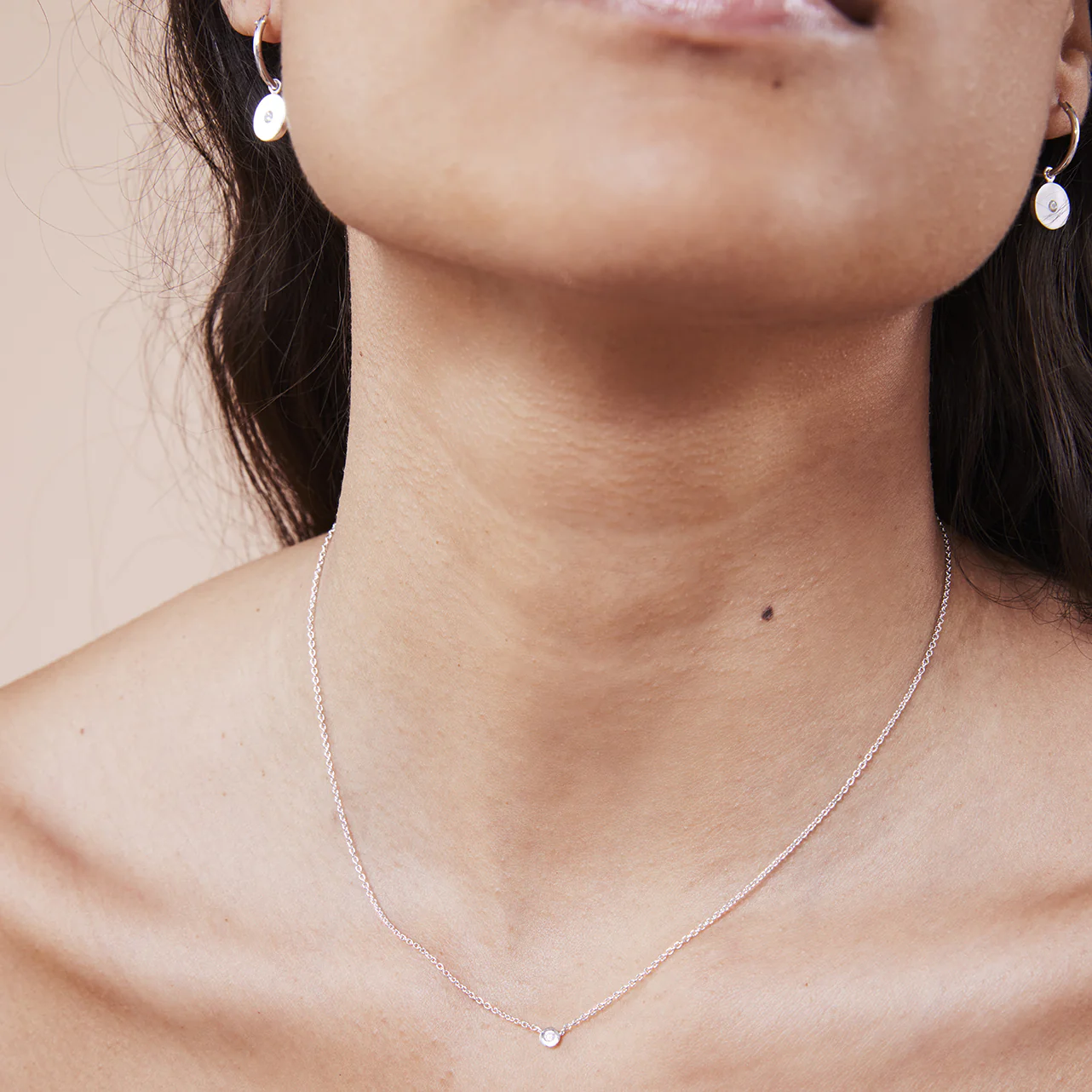 Collier fin argent 925 serti d'un Diamant 0.03 Carat - Image 2
