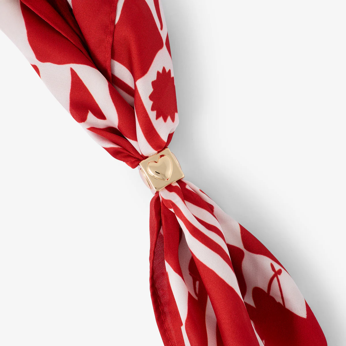 Collier foulard rouge et blanc avec bague - Image 3