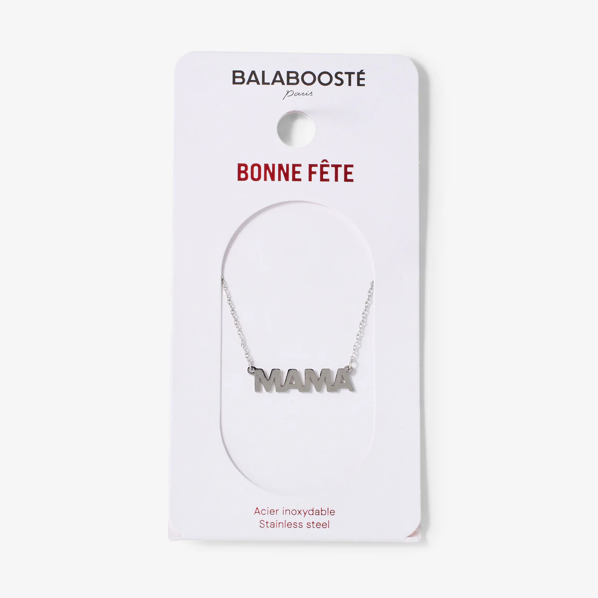 Collier MAMA acier inoxydable argenté - Image 3