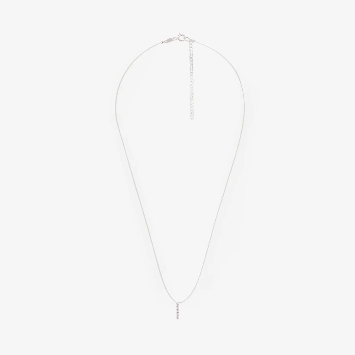 Collier nylon pendentif barre de zircon argent 925 - Image 2