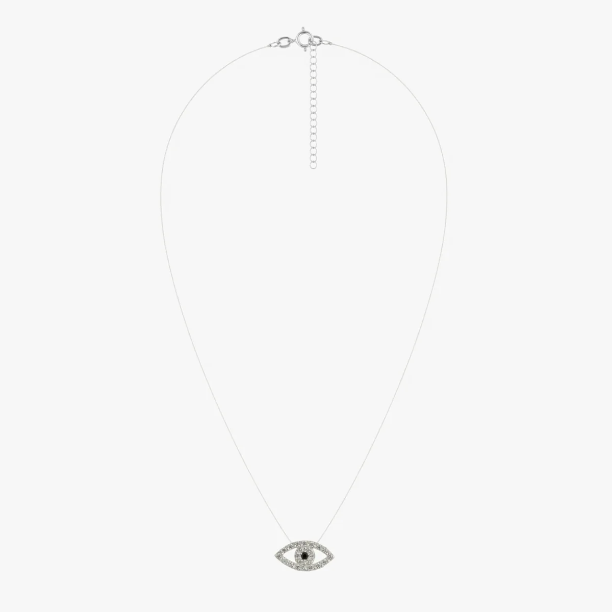 Collier nylon pendentif œil strassé argent 925 et zircon - Image 2