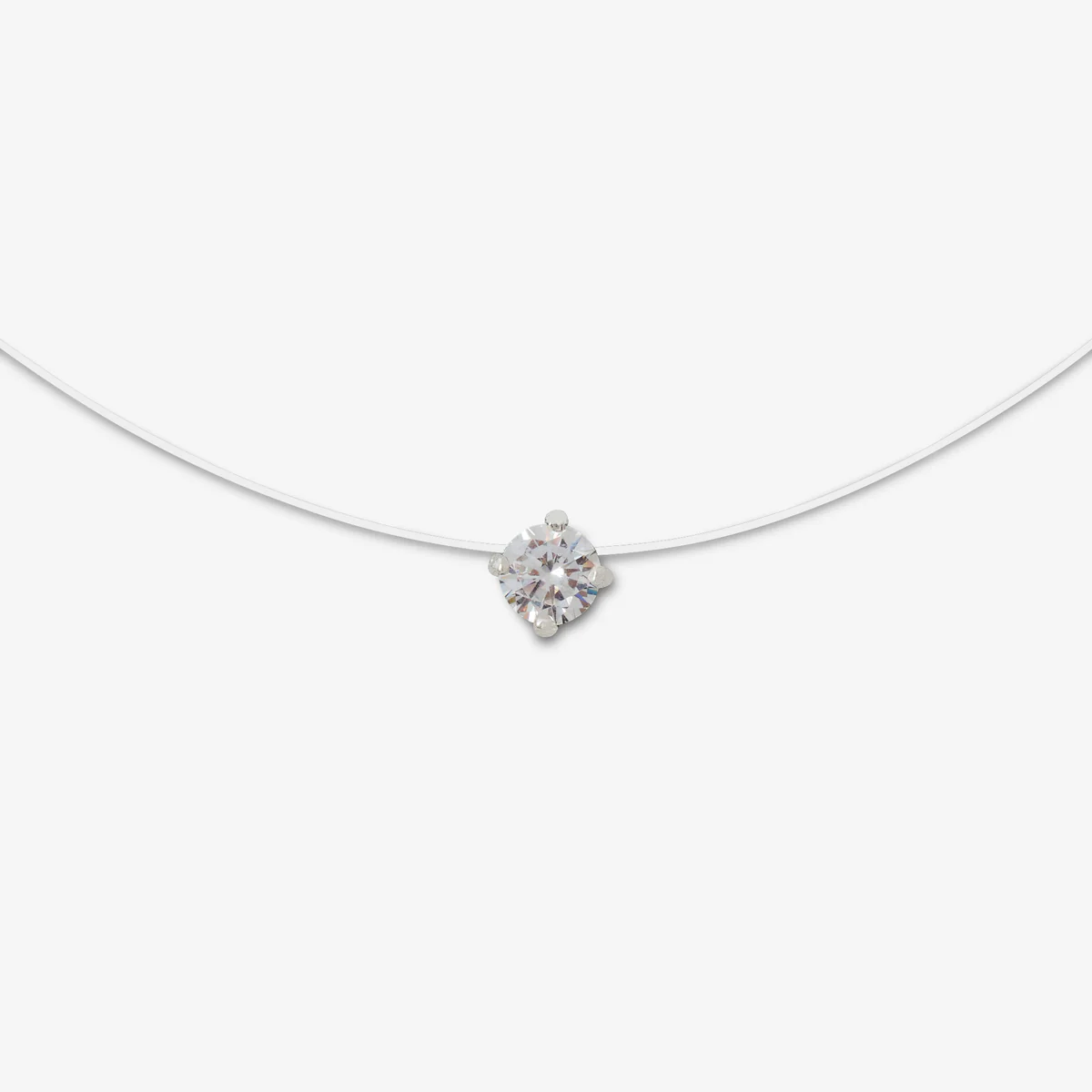 Collier nylon pendentif zirconium en argent garanti