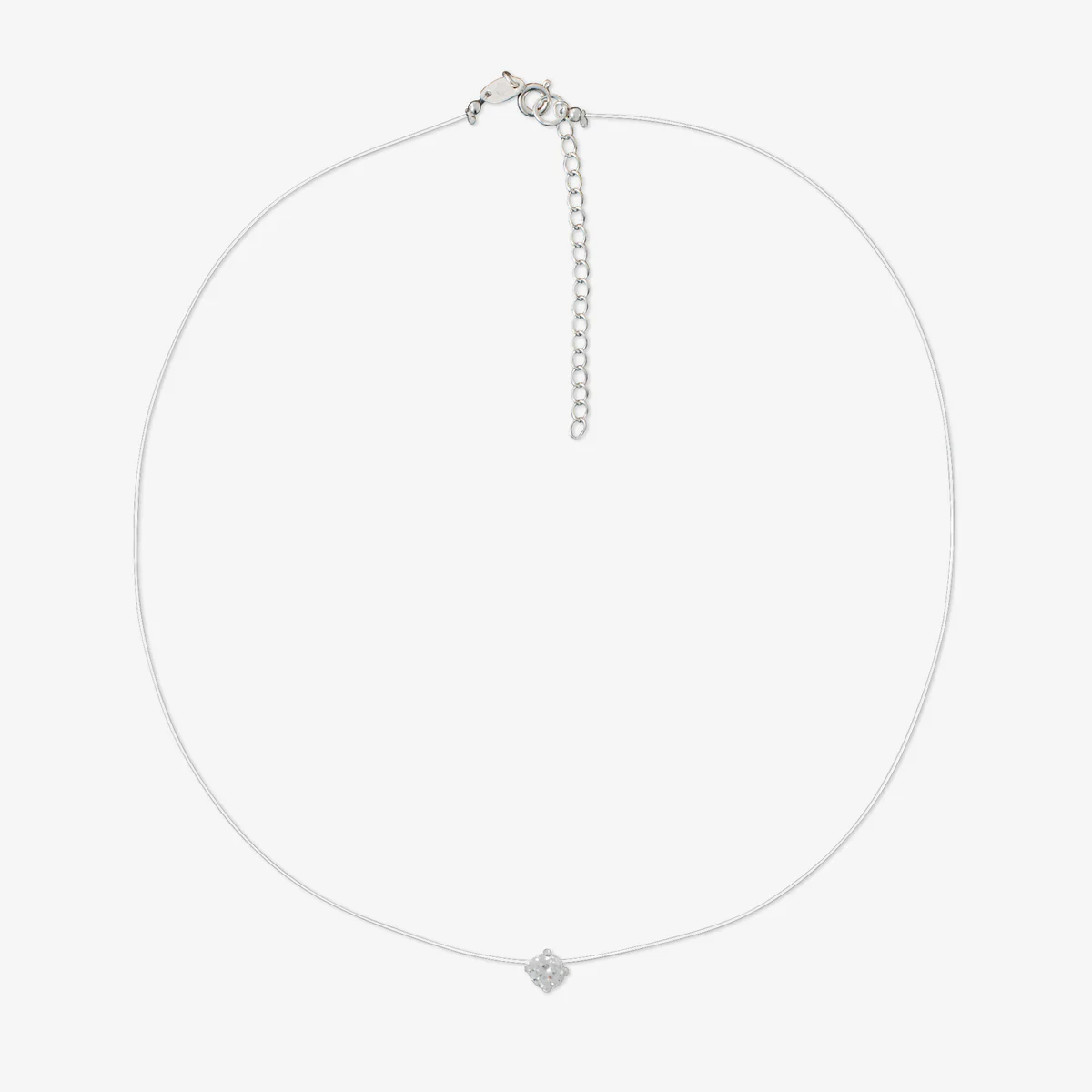 Collier nylon pendentif zirconium en argent garanti - Image 2