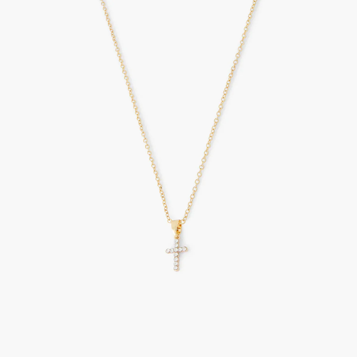 Collier pendentif croix strassée acier inoxydable