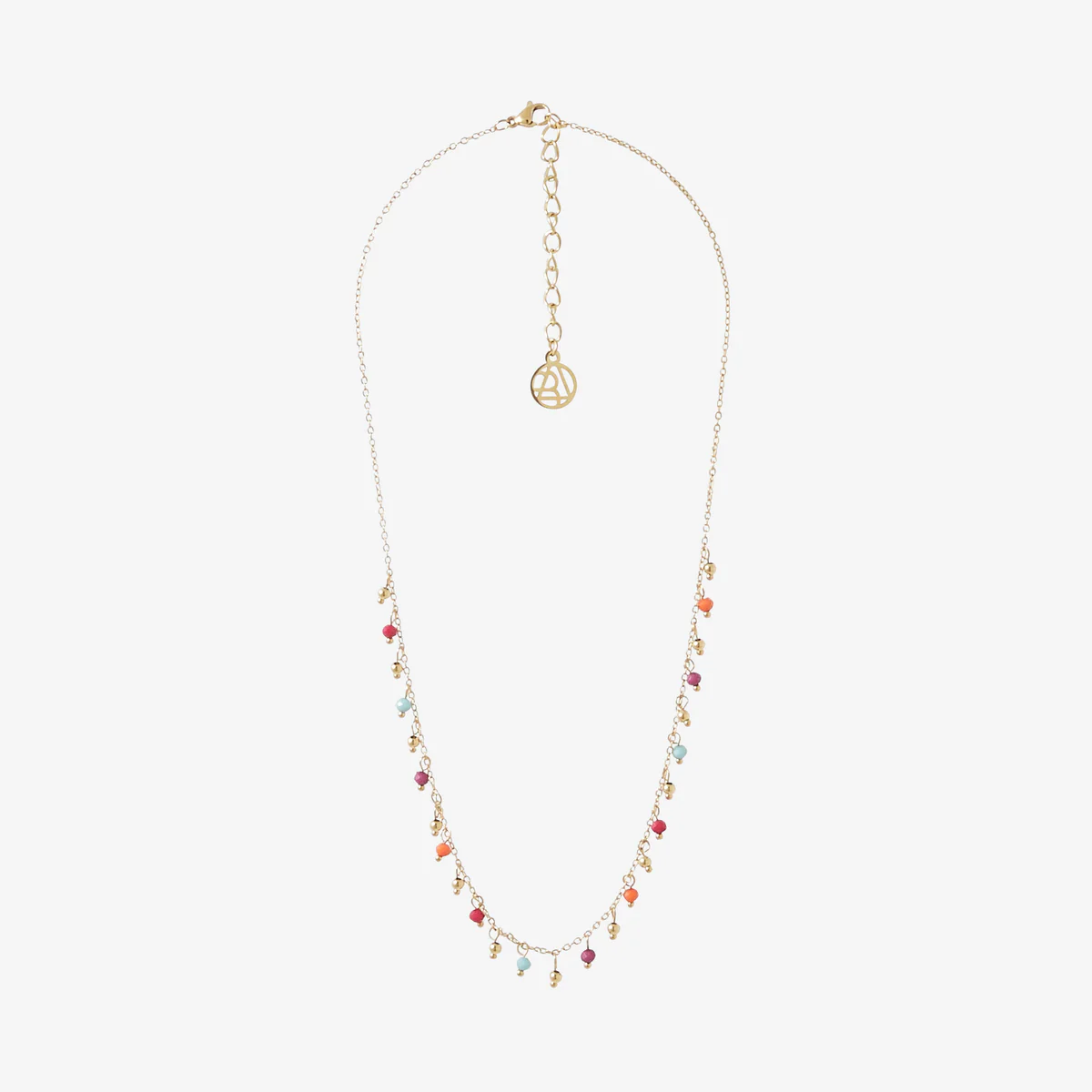 Collier perles à facettes multicolores en acier inoxydable - Image 2