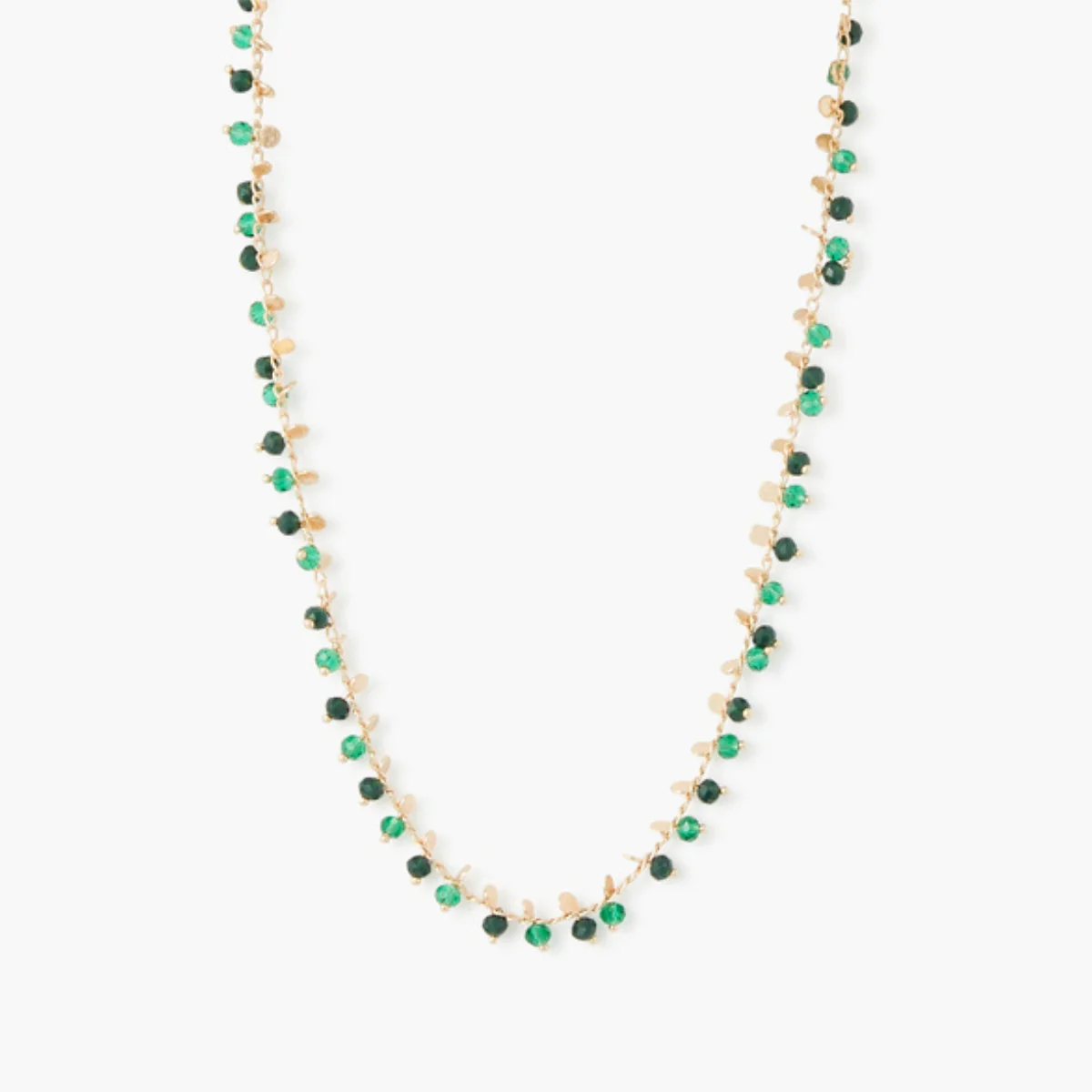 Collier perles à facettes vertes