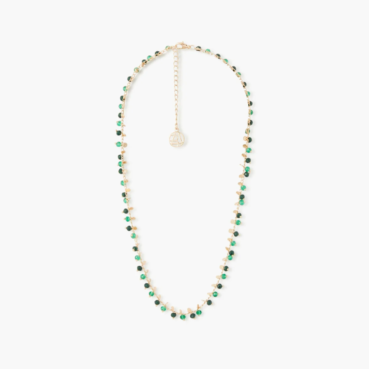 Collier perles à facettes vertes - Image 2