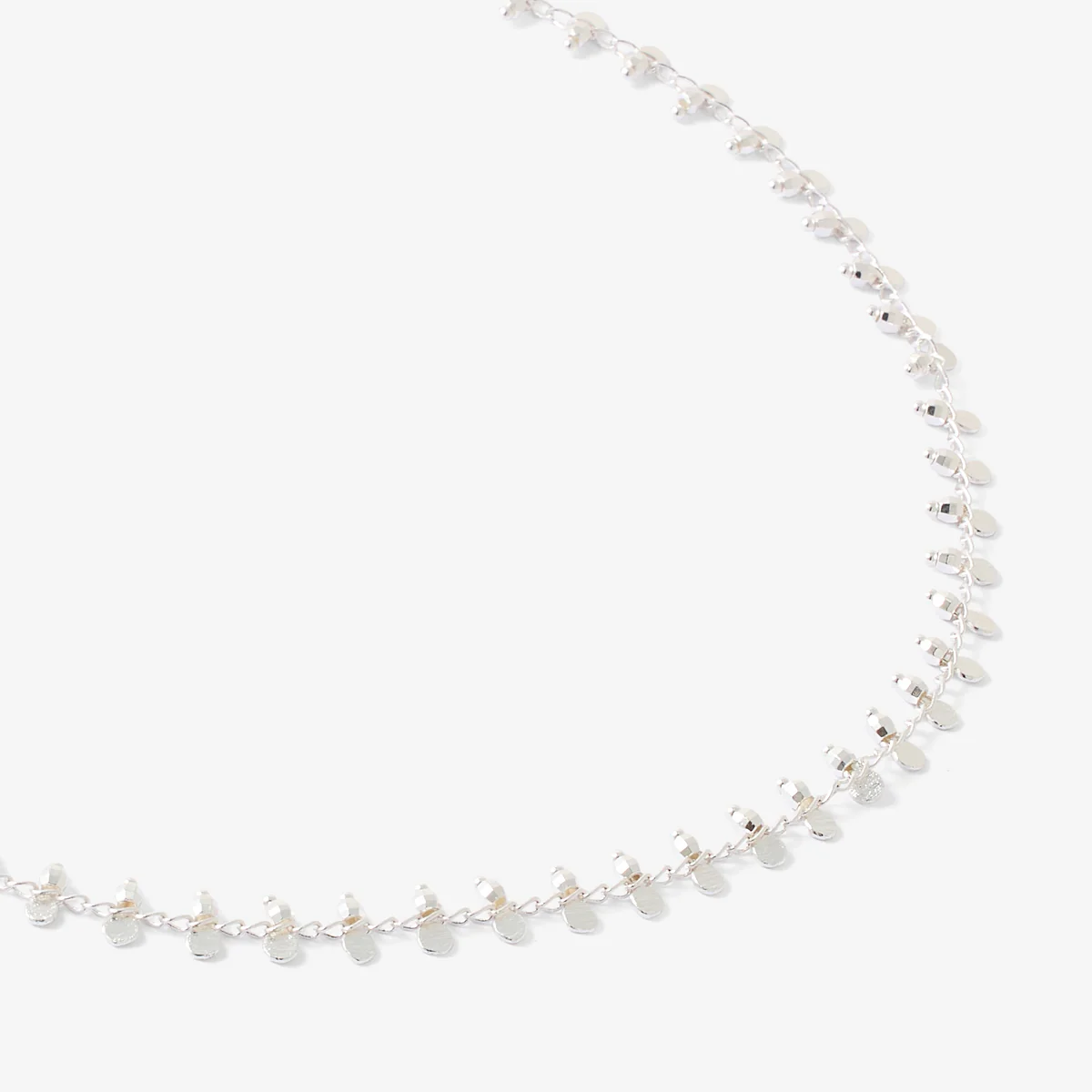 Collier perles facettées argentées - Image 2