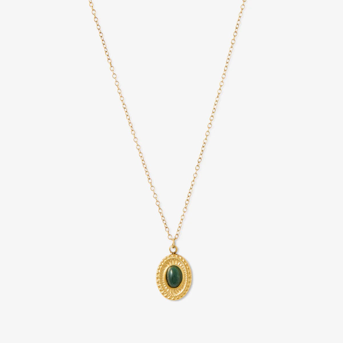 Collier pochon médaillon acier inoxydable et pierre de Jade - Image 3