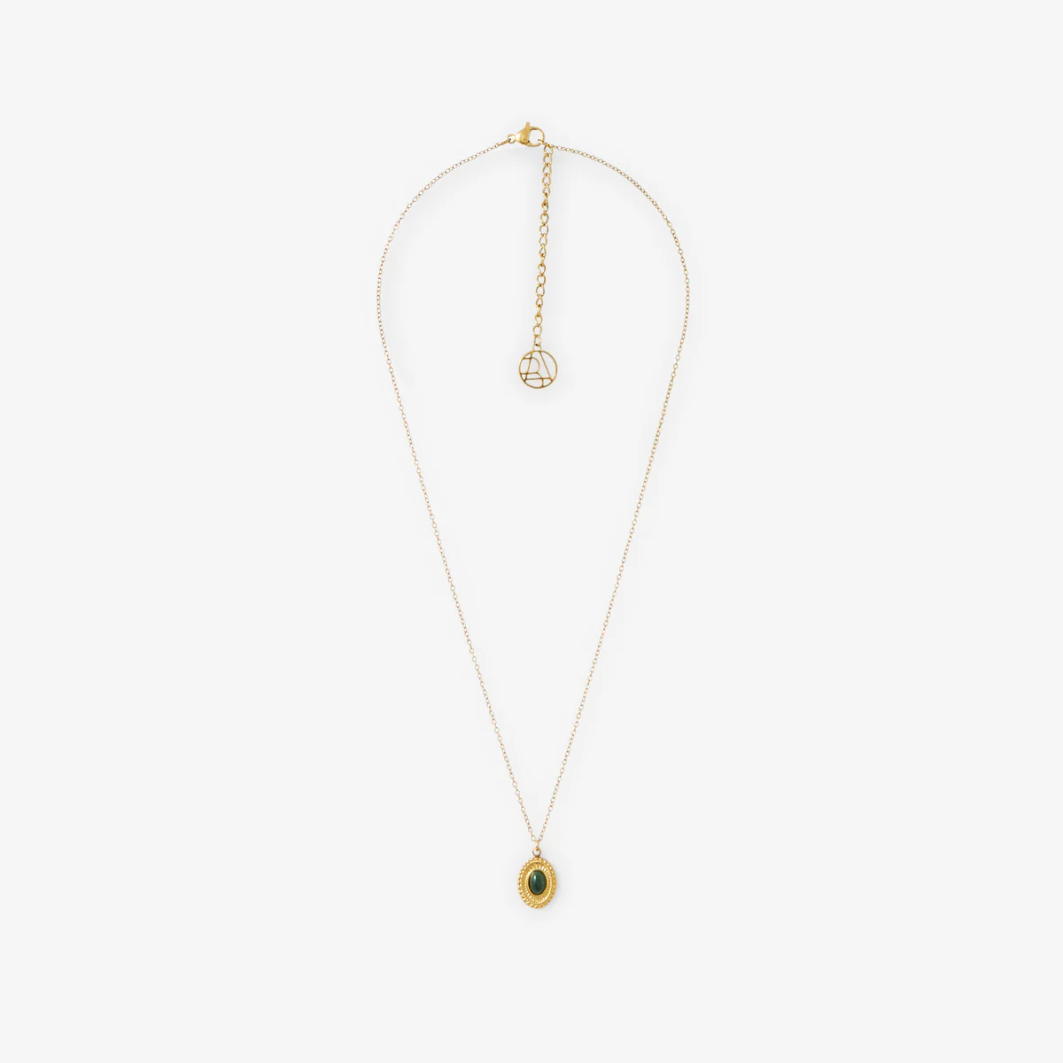 Collier pochon médaillon acier inoxydable et pierre de Jade - Image 4