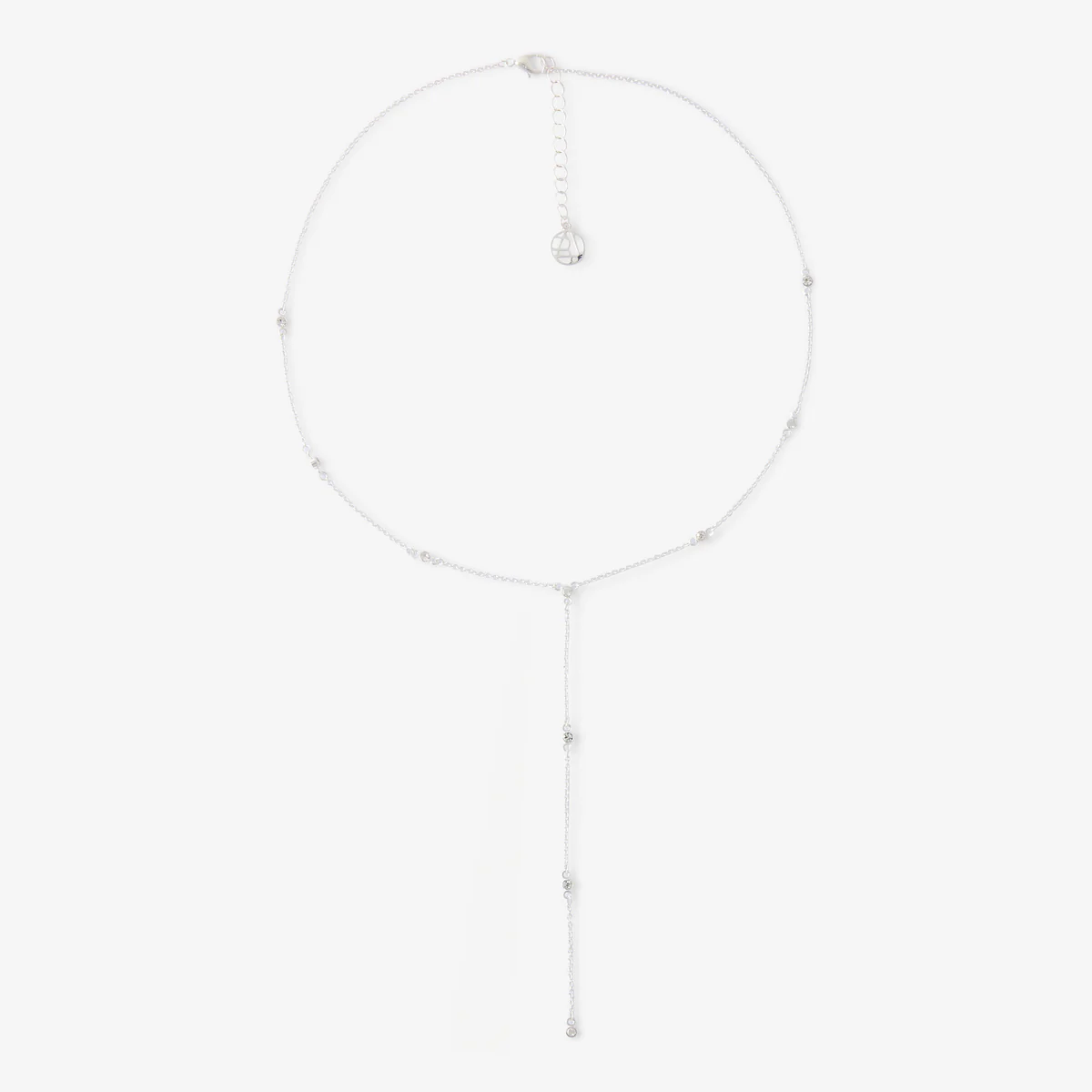 Collier Y à strass argentés