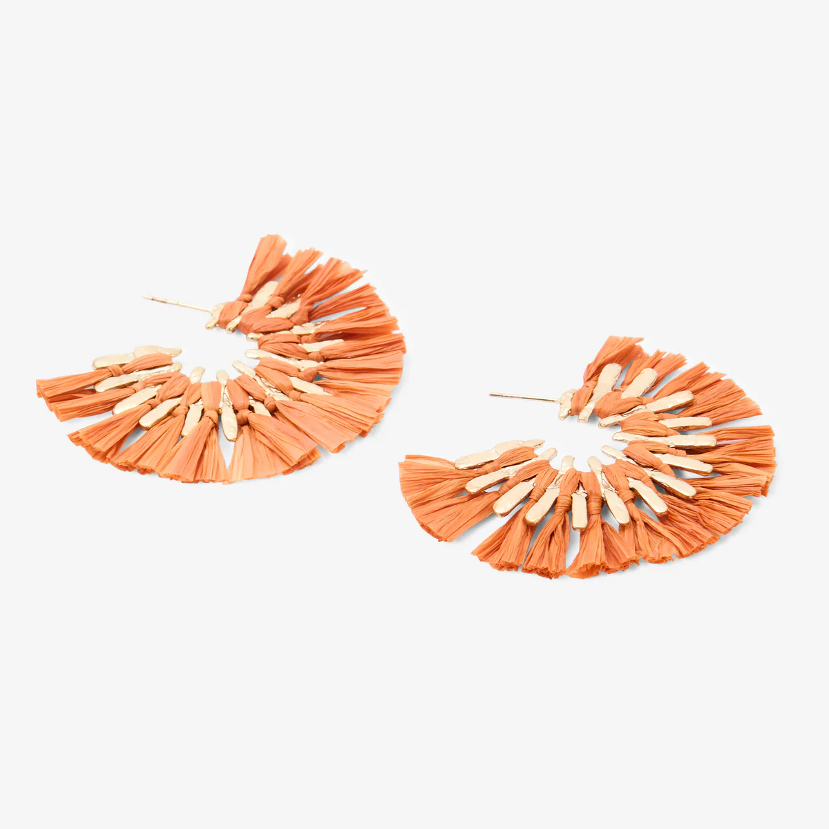 Créoles en raphia orange - Image 2