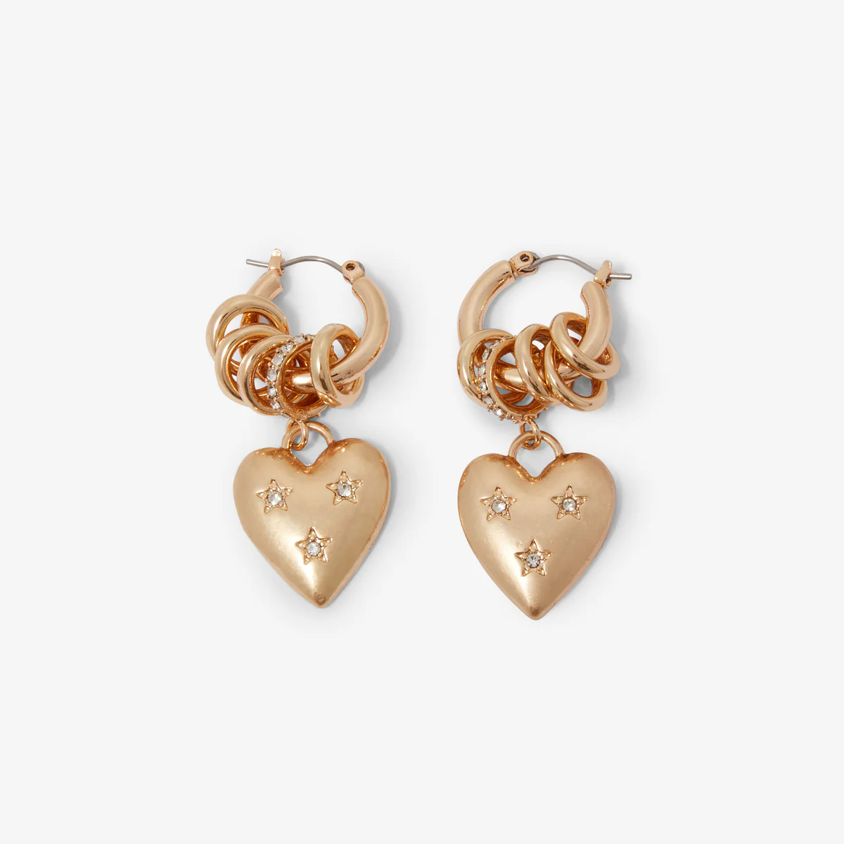 Créoles pendentif cœur à strass