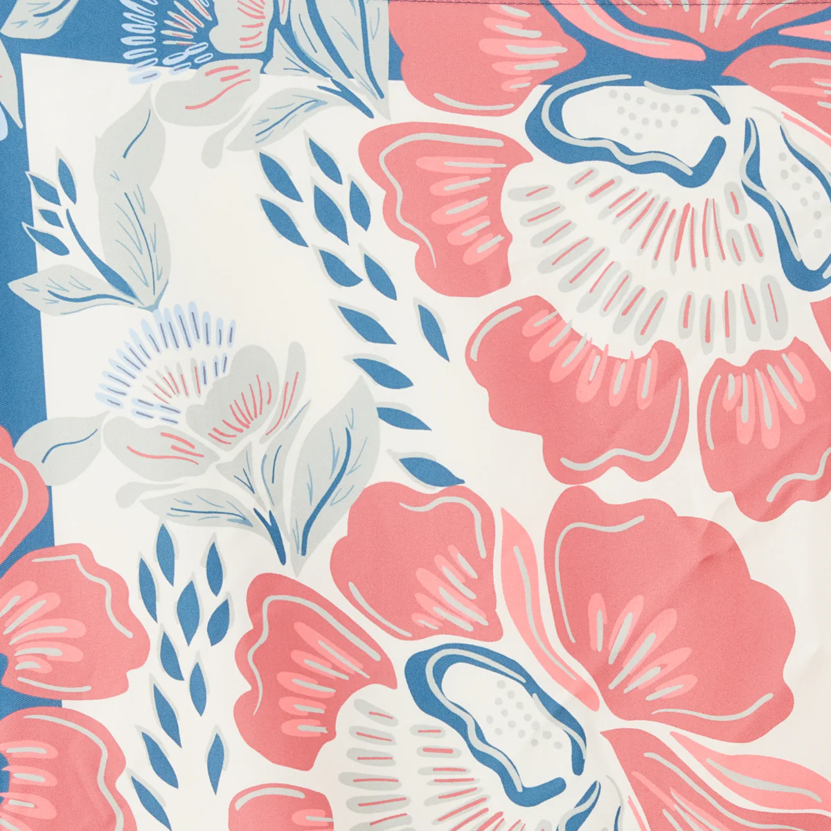 Foulard carré à fleurs roses et bleues - Image 2