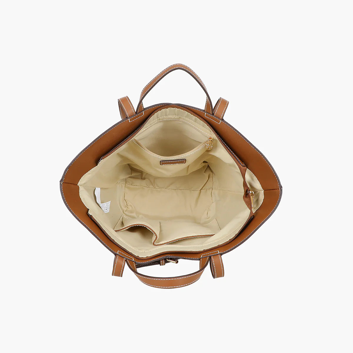Grand cabas bi-matière camel et beige - Image 4