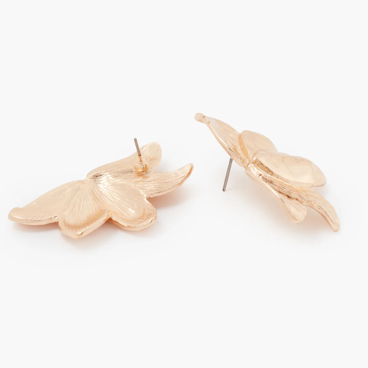Grandes boucles d'oreilles feuilles martelées - Image 2