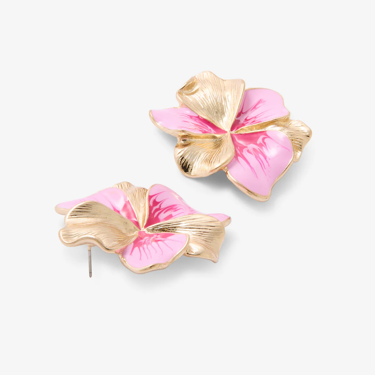 Grandes boucles d'oreilles fleur en émail - Image 3