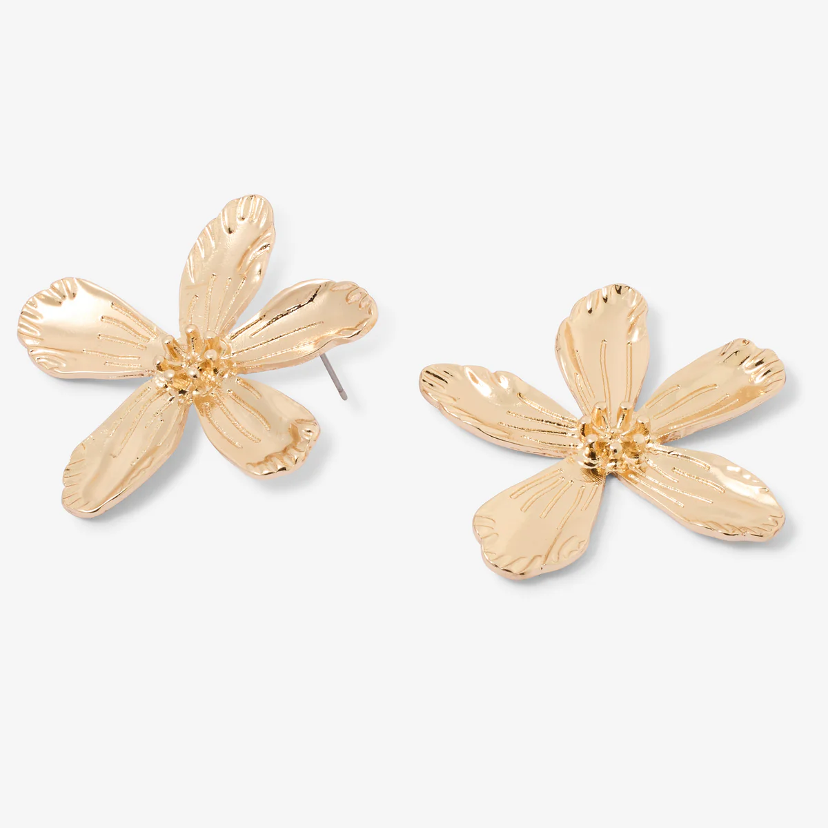 Grandes boucles d'oreilles fleurs dorées - Image 2
