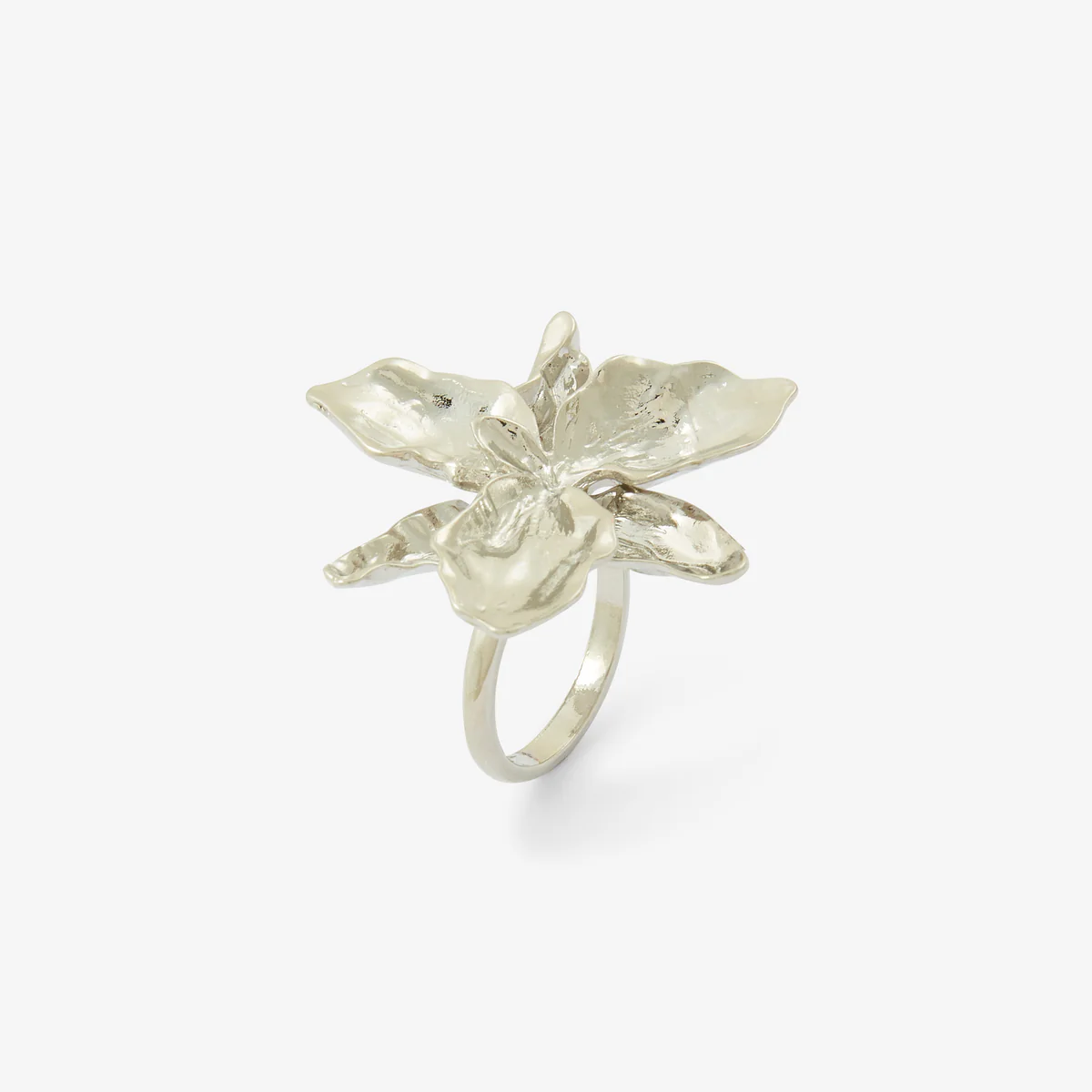 Grosse bague fleur argentée - Image 2