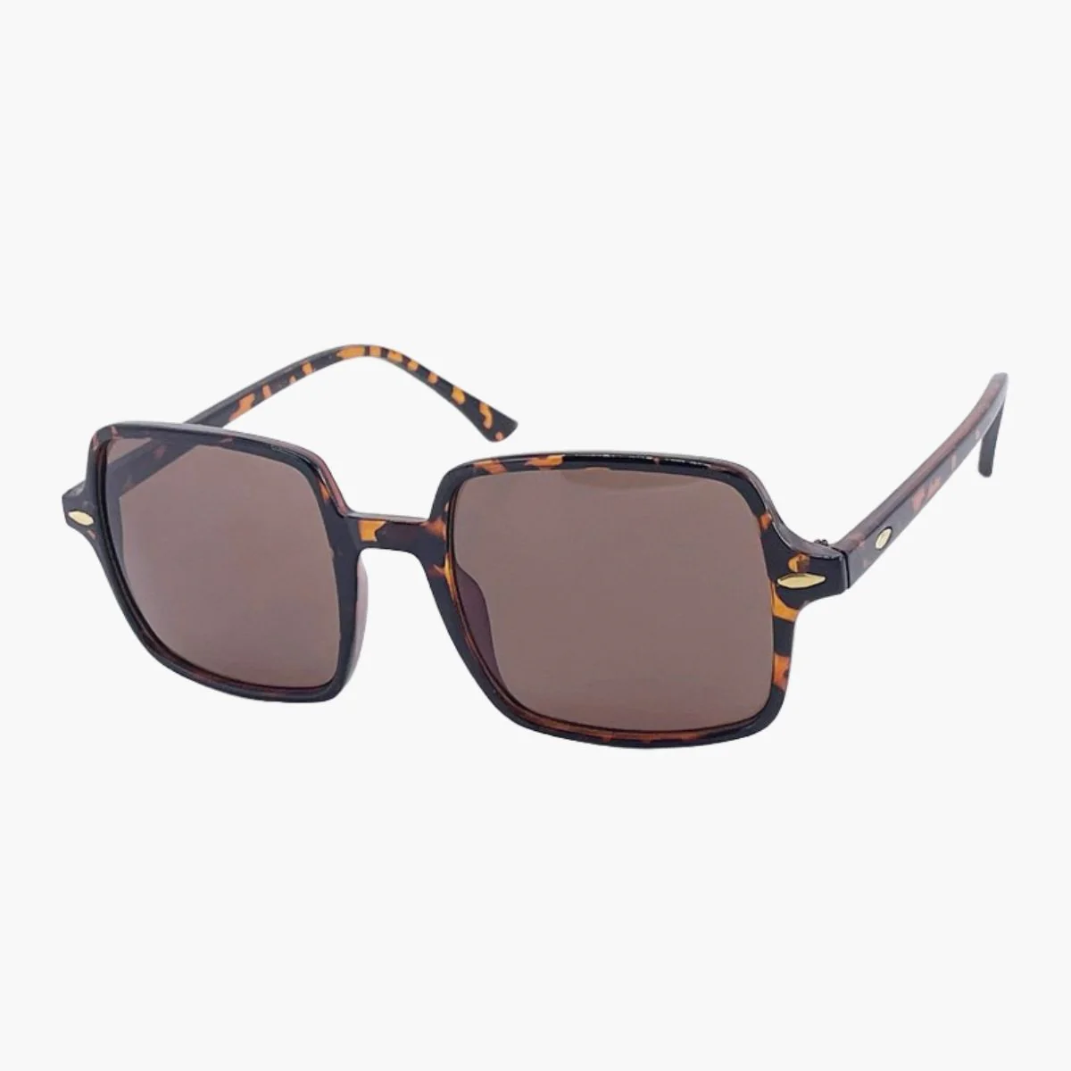 Lunettes de soleil écaille marron forme carrée - Image 2