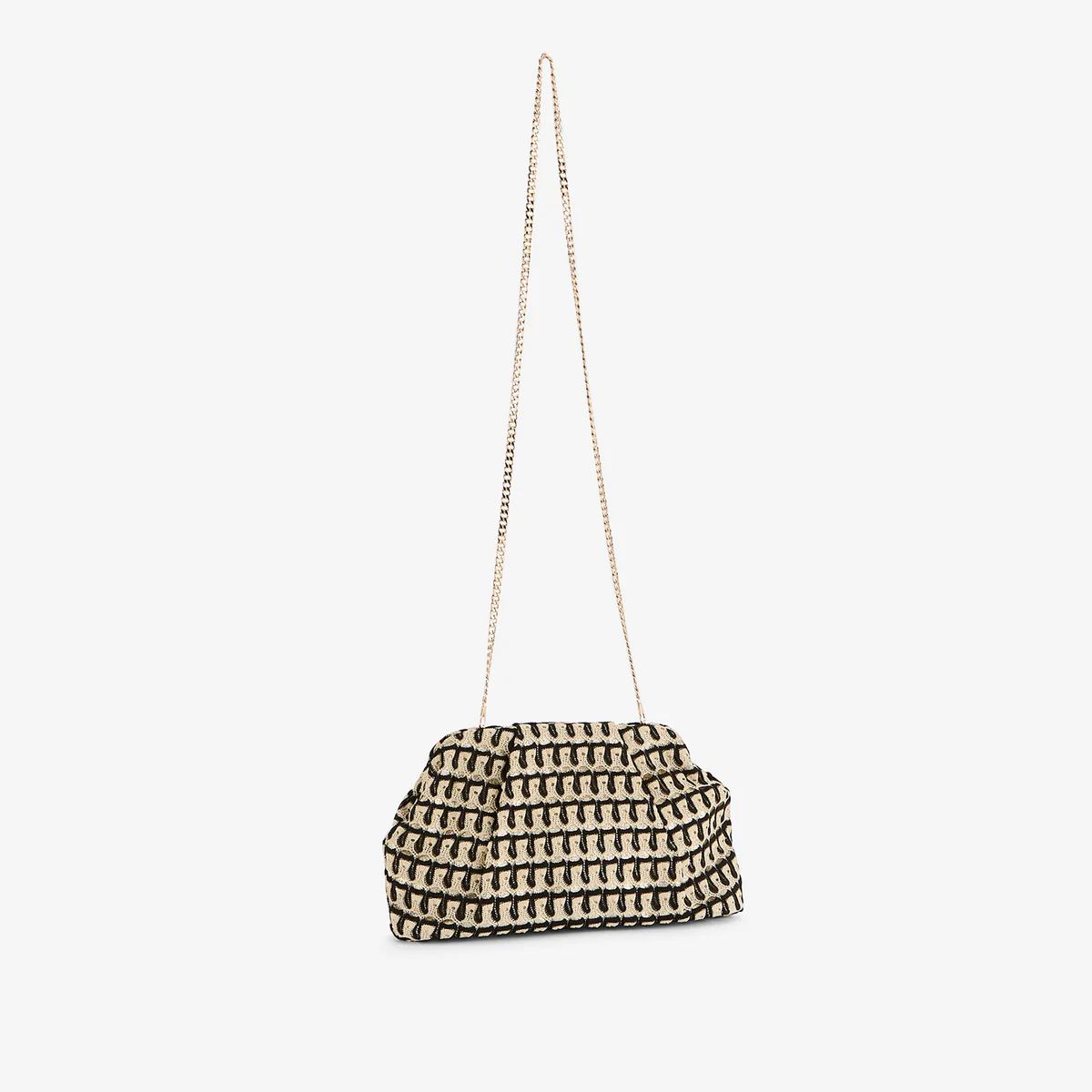 Minaudière en textile noir et beige - Image 3