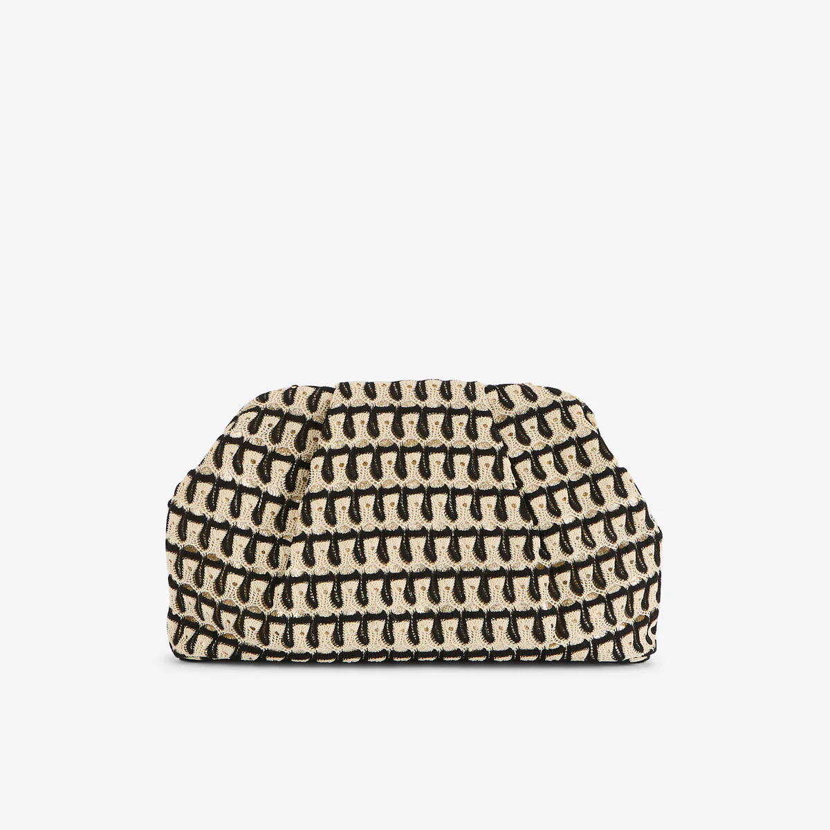 Minaudière en textile noir et beige - Image 4