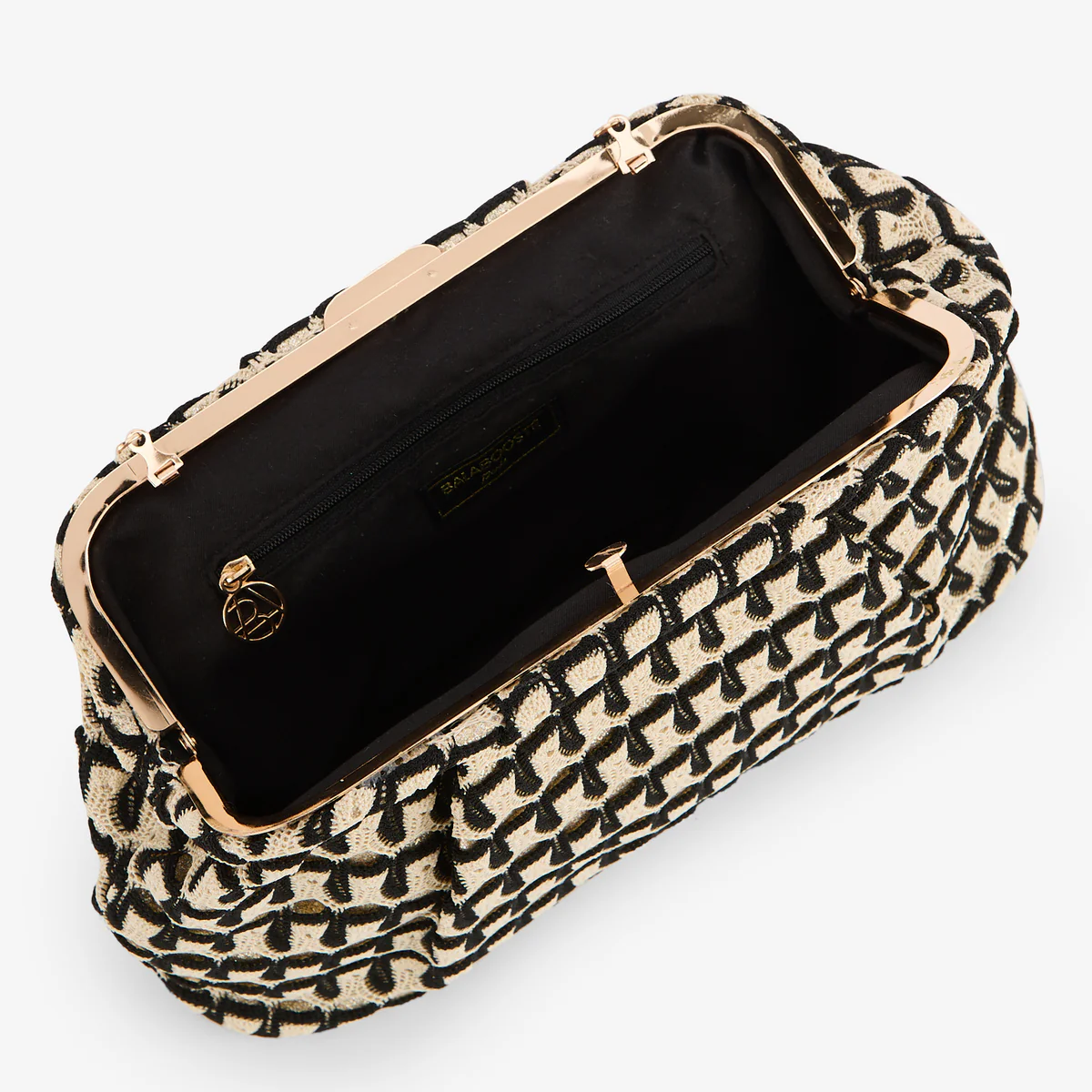 Minaudière en textile noir et beige - Image 5