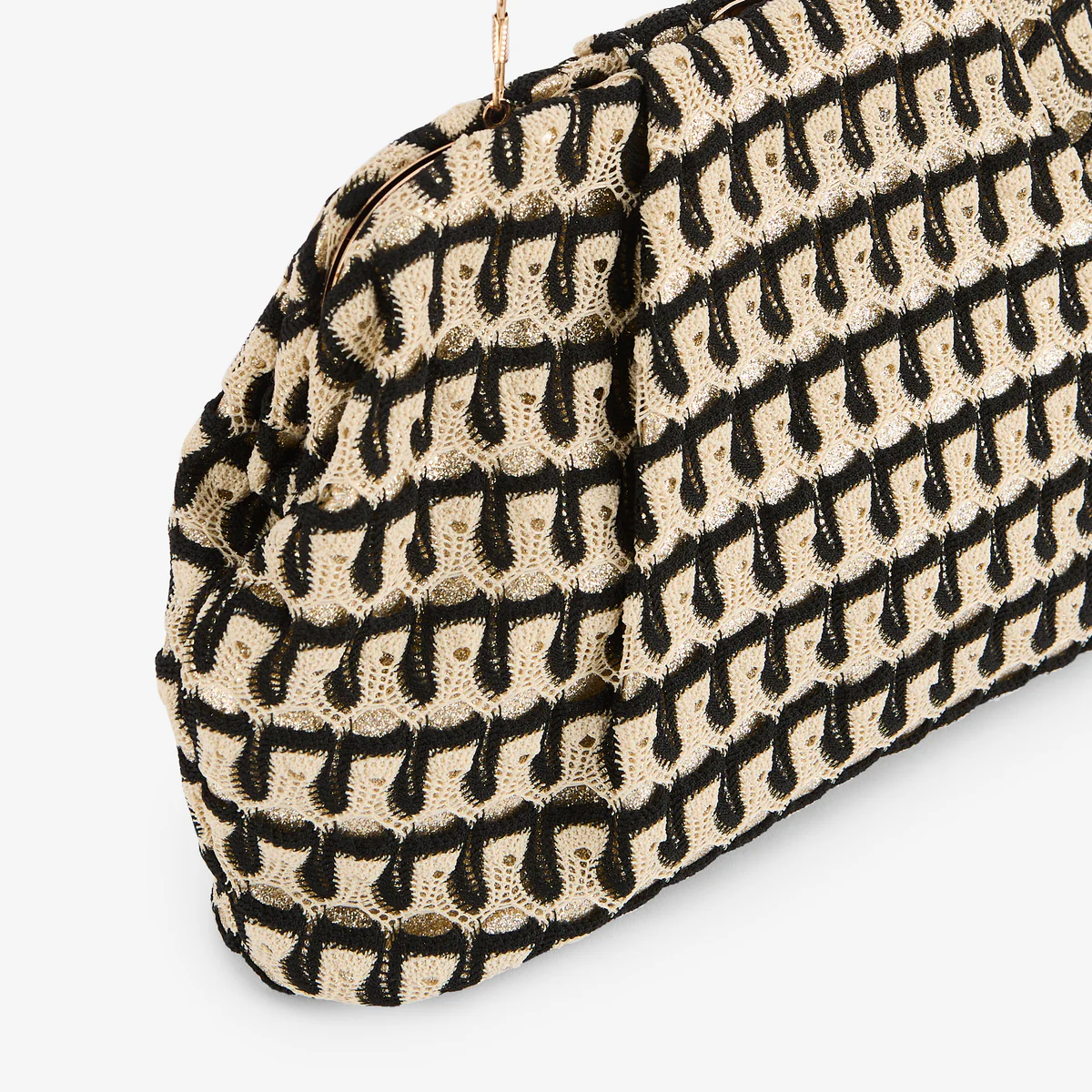 Minaudière en textile noir et beige - Image 6