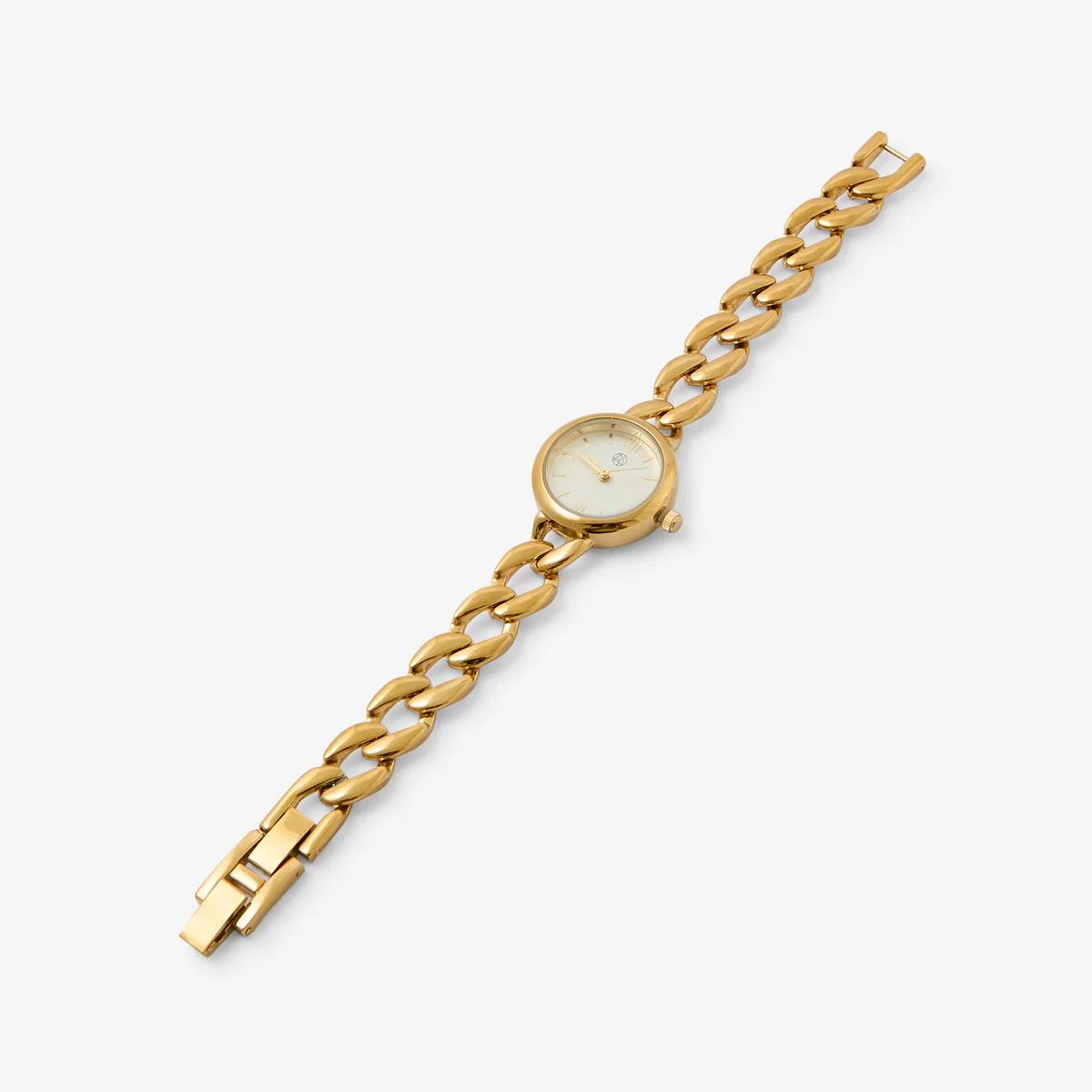 Montre cadran rond bracelet à maillons dorés - Image 3