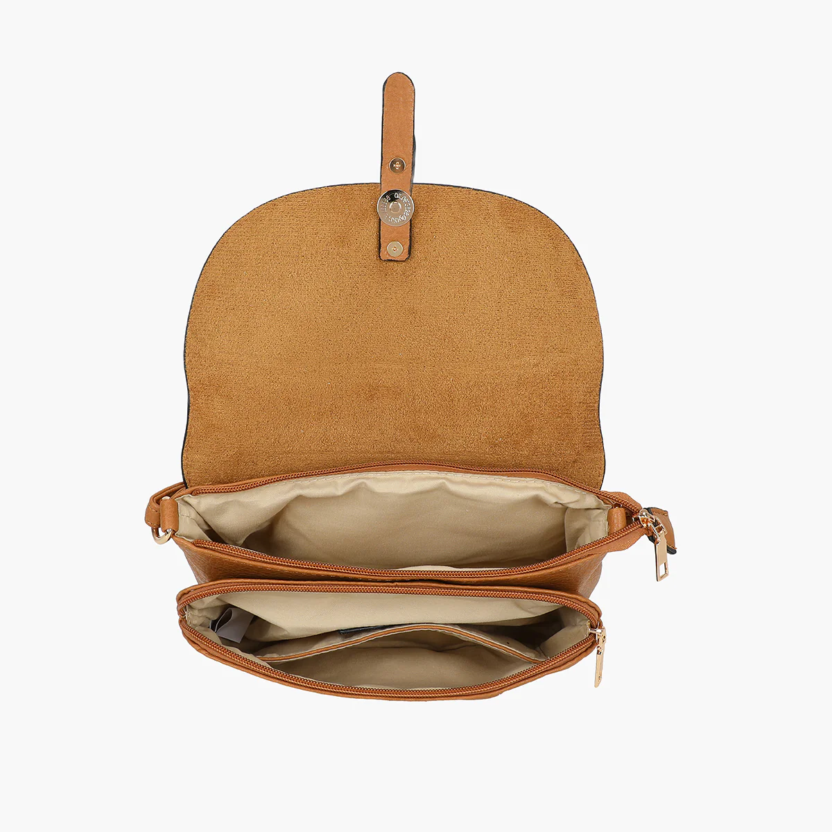 Petit sac à bandoulière effet grainé camel - Image 4