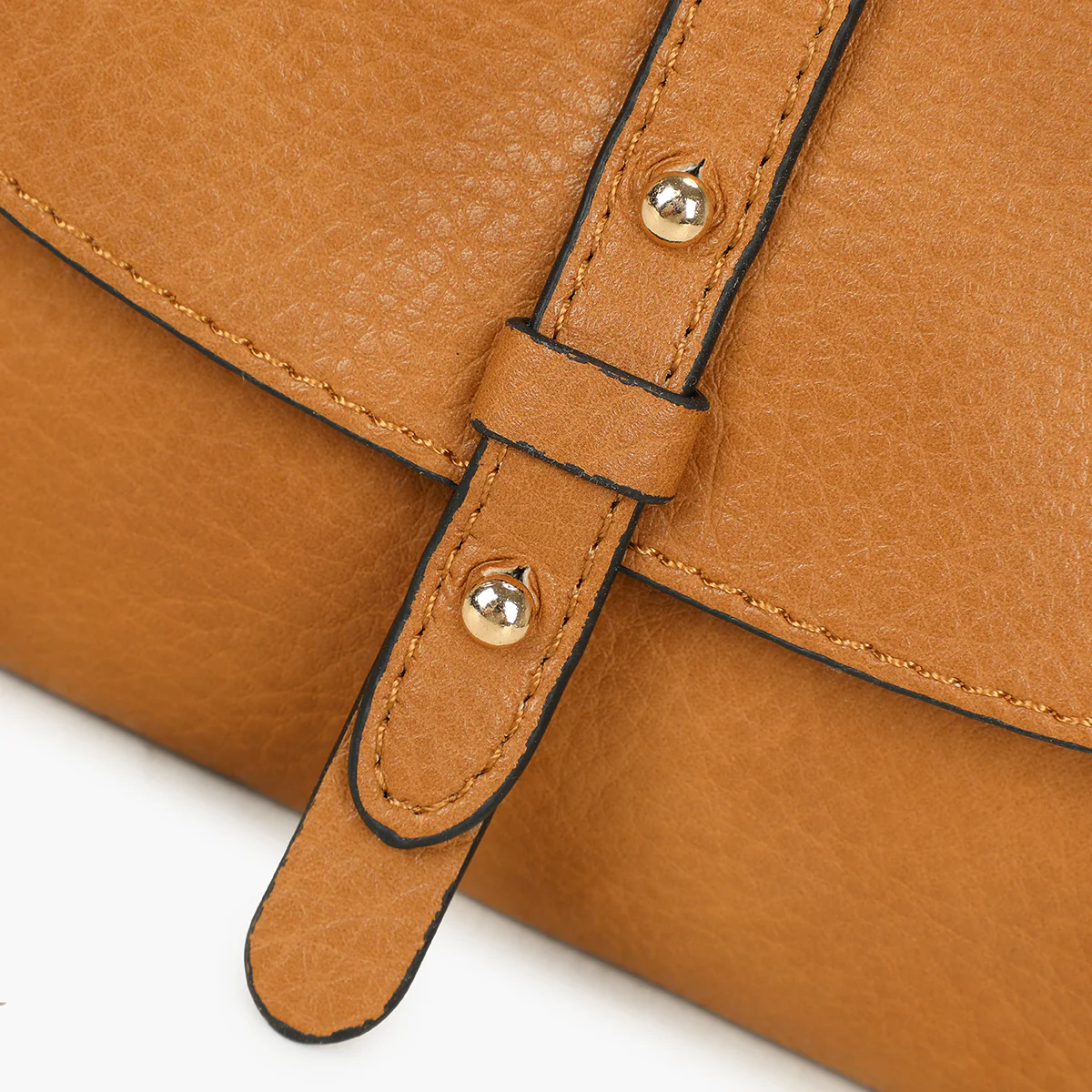 Petit sac à bandoulière effet grainé camel - Image 5