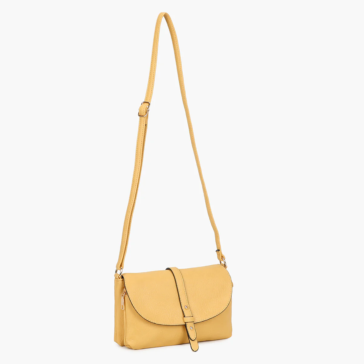 Petit sac à bandoulière effet grainé jaune - Image 3