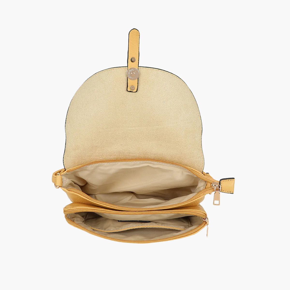 Petit sac à bandoulière effet grainé jaune - Image 4
