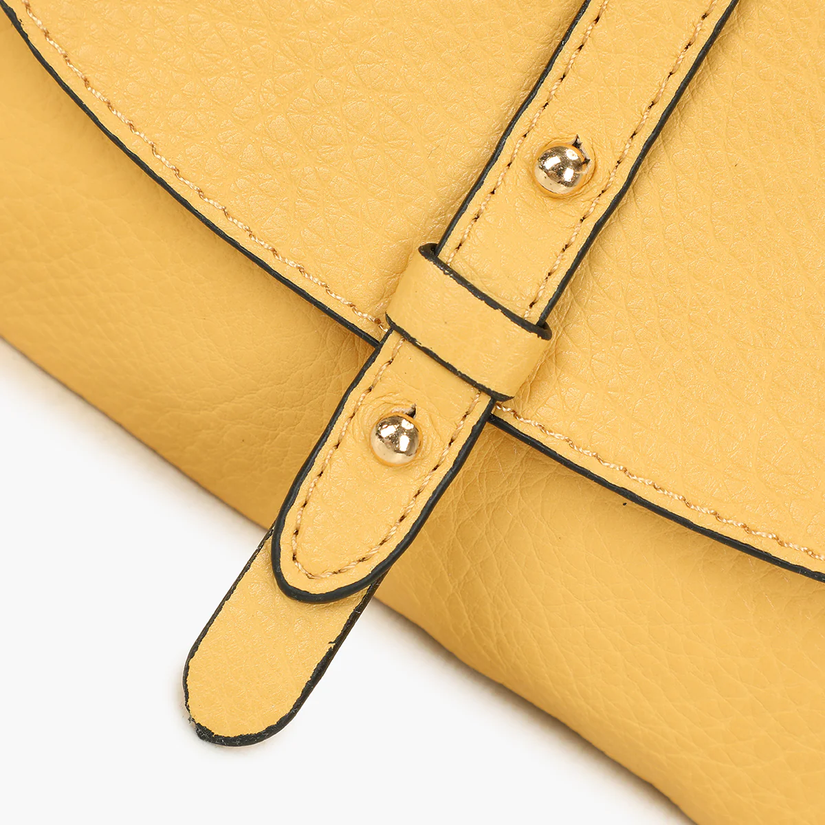 Petit sac à bandoulière effet grainé jaune - Image 5