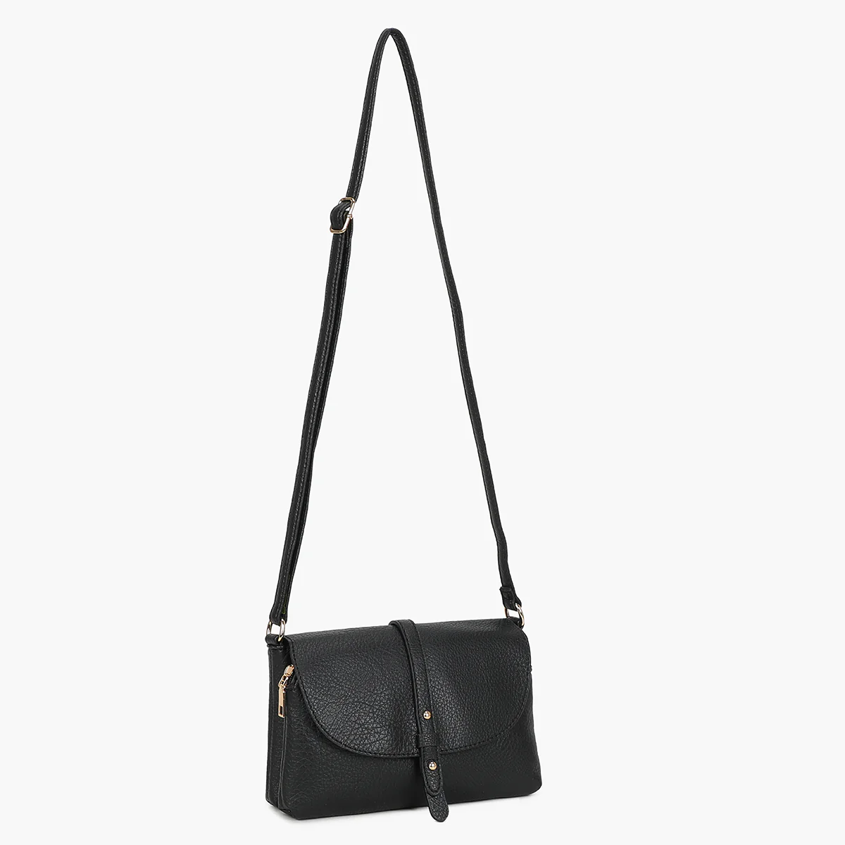 Petit sac à bandoulière effet grainé noir - Image 3