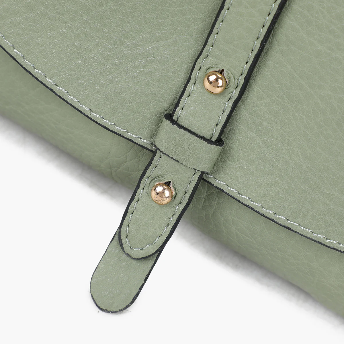 Petit sac à bandoulière effet grainé vert clair - Image 5