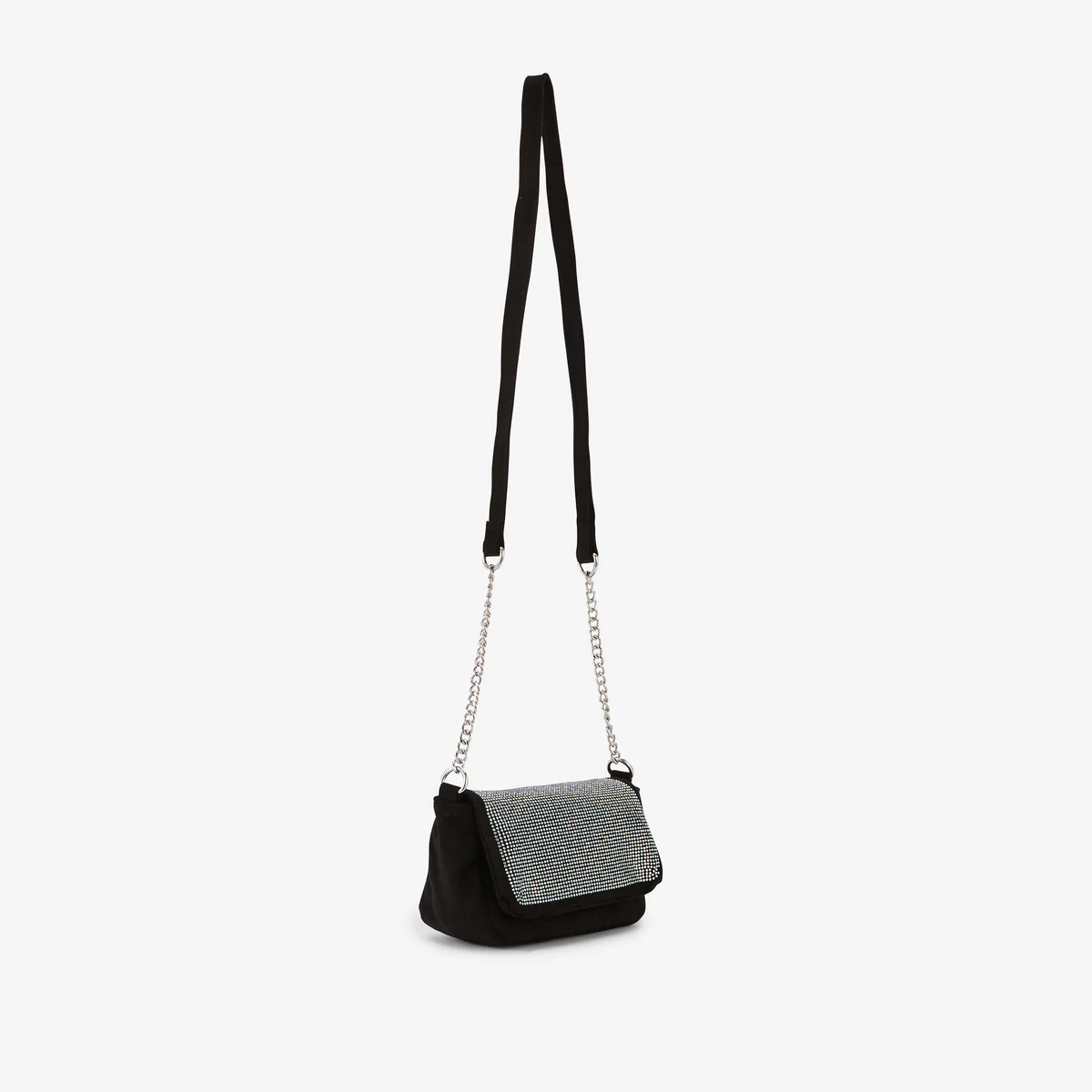 Petit sac à bandoulière effet suédé et strass - Image 4