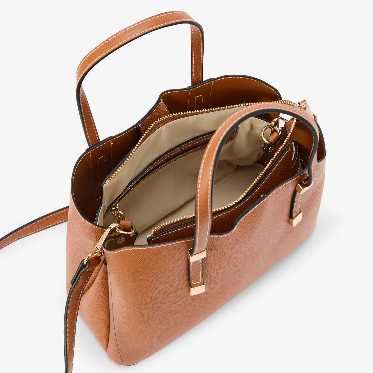Petit sac à main effet grainé camel - Image 4
