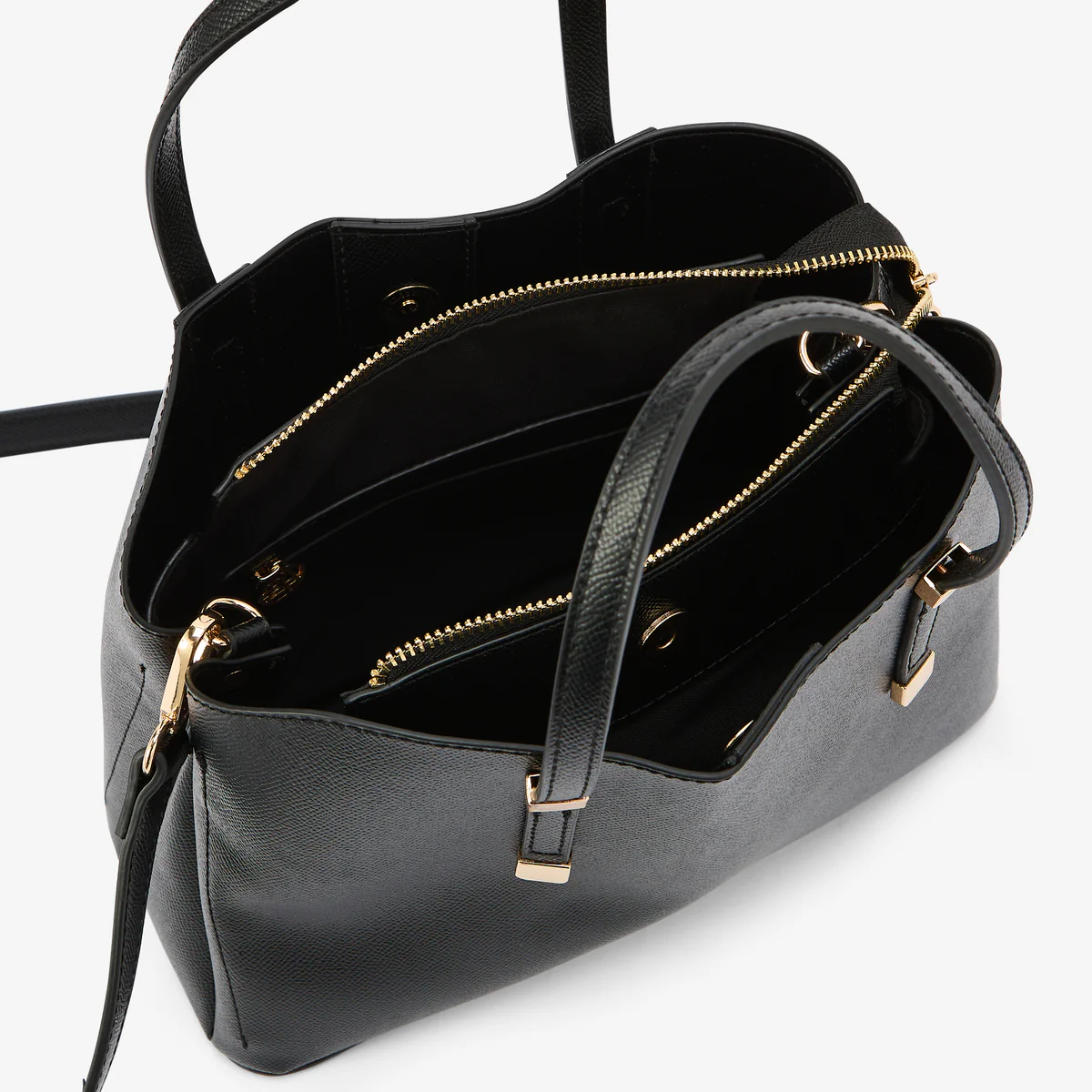 Petit sac à main effet grainé noir - Image 4