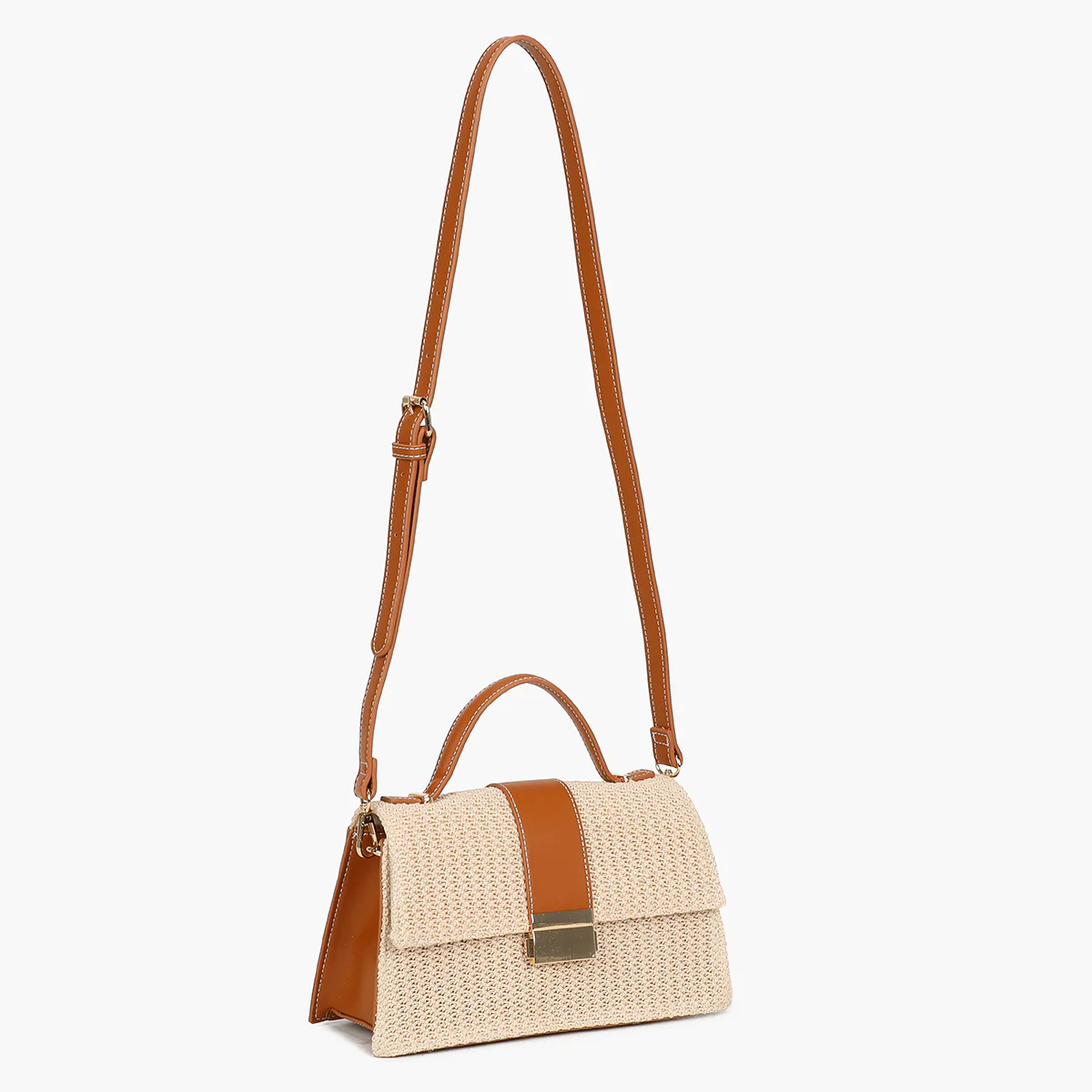 Petit sac cartable beige avec bandoulière - Image 3