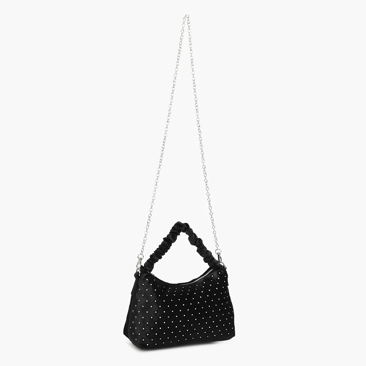 Petit sac effet velours à strass - Image 4